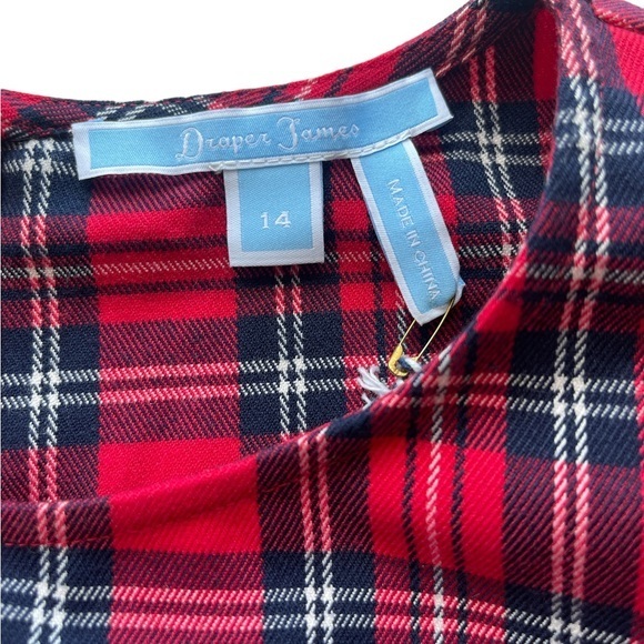 Draper James Plaid‎ Ruffle sleeve holiday top excellent nwt condition Size 14 - Picture 4 of 8